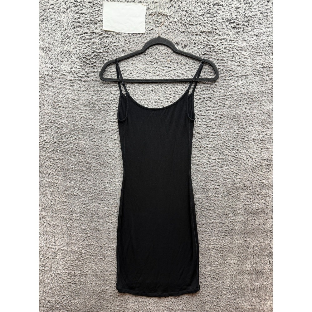 NWOT Skims Soft Lounge Scoop Neck Ribbed Mini Tank Slip Dress Black Size XS